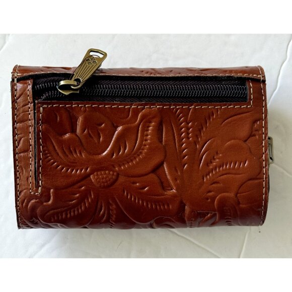 Patricia Nash Wallet Tooled Trifold Cametti Leather Florence Brown New - Picture 3 of 12